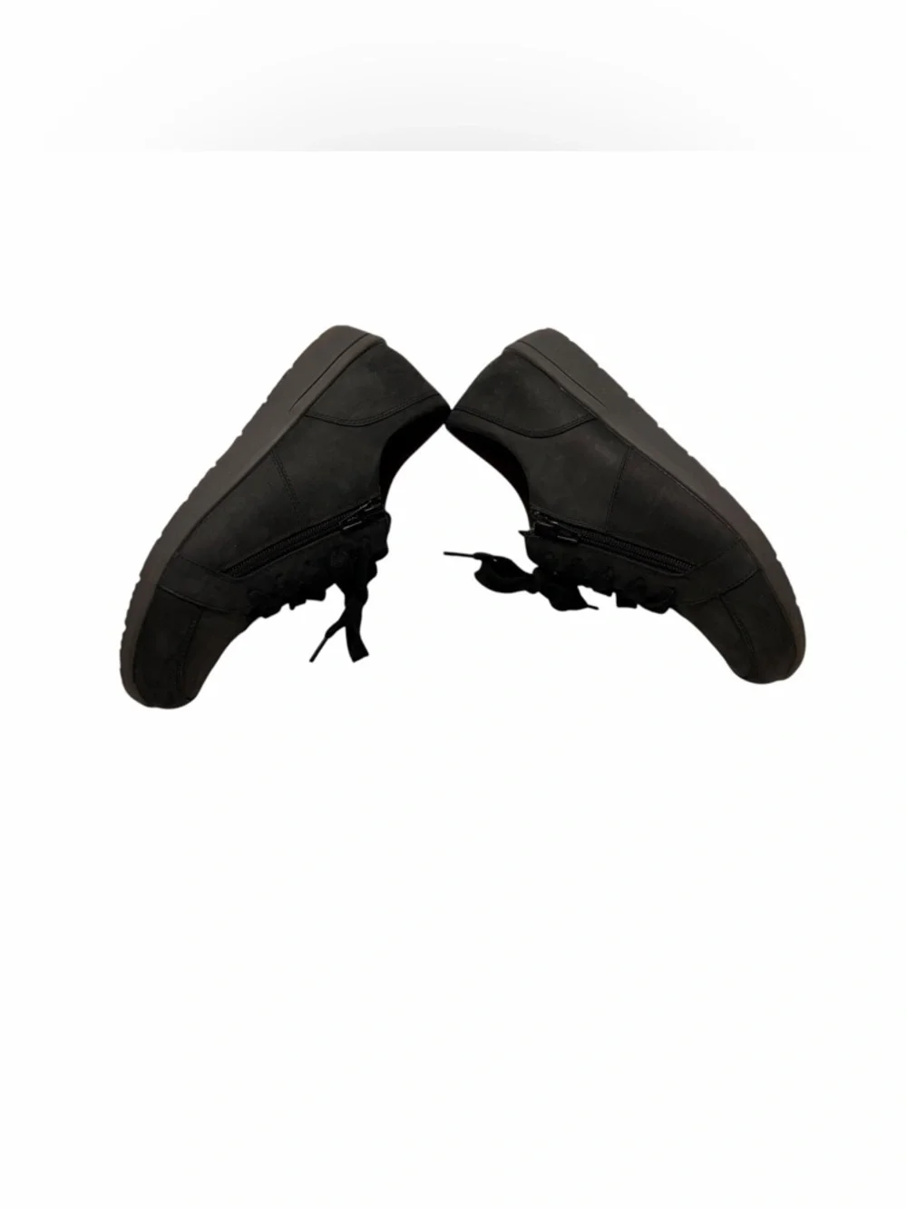 Vionic Abigail Black Nubuck Lace-Up Zip Sneaker Arch Support 7 Wide